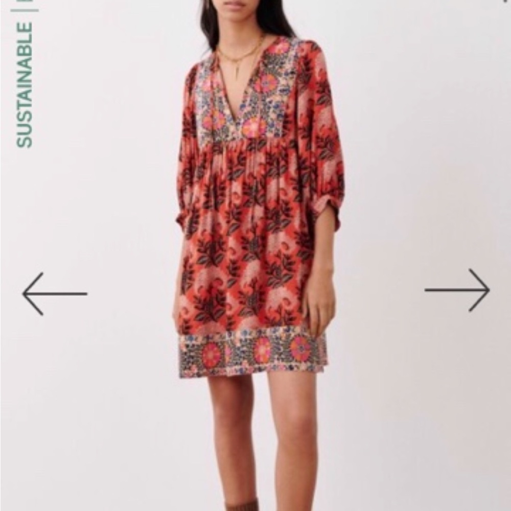 ba&sh Red and Black Floral Mini Dress